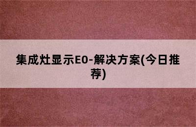 集成灶显示E0-解决方案(今日推荐)