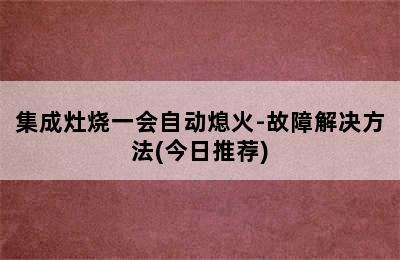 集成灶烧一会自动熄火-故障解决方法(今日推荐)