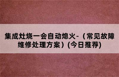 集成灶烧一会自动熄火-（常见故障维修处理方案）(今日推荐)