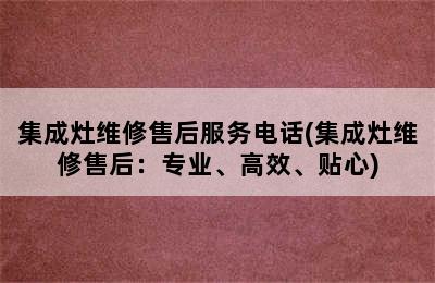 集成灶维修售后服务电话(集成灶维修售后：专业、高效、贴心)