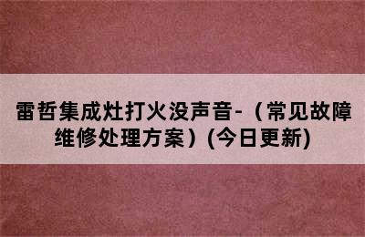 雷哲集成灶打火没声音-（常见故障维修处理方案）(今日更新)