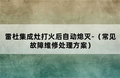 雷杜集成灶打火后自动熄灭-（常见故障维修处理方案）