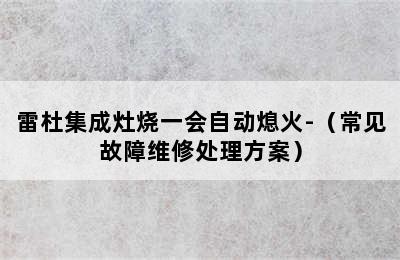 雷杜集成灶烧一会自动熄火-（常见故障维修处理方案）