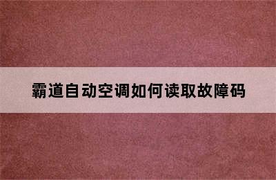 霸道自动空调如何读取故障码