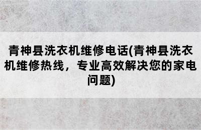 青神县洗衣机维修电话(青神县洗衣机维修热线，专业高效解决您的家电问题)