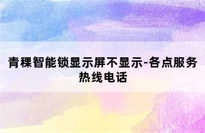 青稞智能锁显示屏不显示-各点服务热线电话