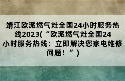 靖江欧派燃气灶全国24小时服务热线2023(“欧派燃气灶全国24小时服务热线：立即解决您家电维修问题！”)