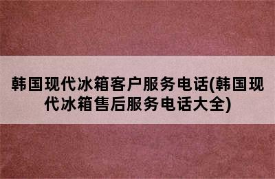 韩国现代冰箱客户服务电话(韩国现代冰箱售后服务电话大全)