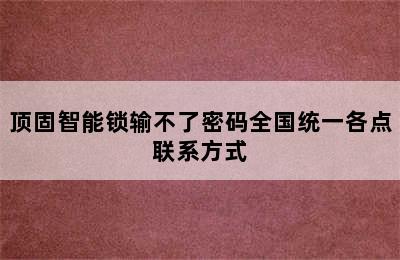 顶固智能锁输不了密码全国统一各点联系方式