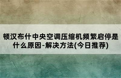 顿汉布什中央空调压缩机频繁启停是什么原因-解决方法(今日推荐)