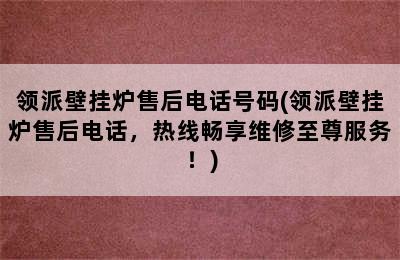 领派壁挂炉售后电话号码(领派壁挂炉售后电话，热线畅享维修至尊服务！)