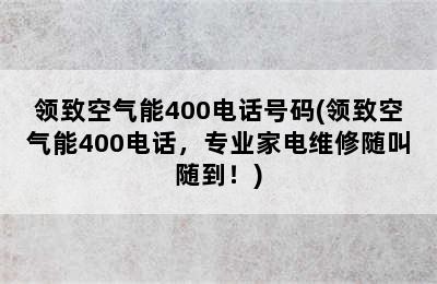 领致空气能400电话号码(领致空气能400电话，专业家电维修随叫随到！)