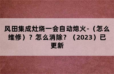 风田集成灶烧一会自动熄火-（怎么维修）？怎么消除？（2023）已更新