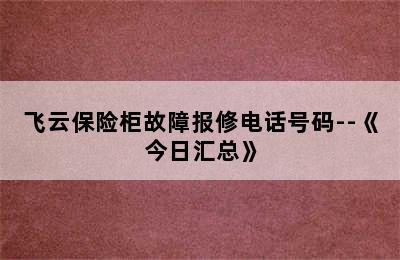 飞云保险柜故障报修电话号码--《今日汇总》