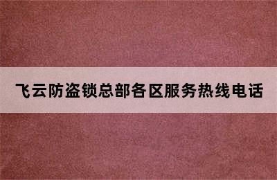 飞云防盗锁总部各区服务热线电话