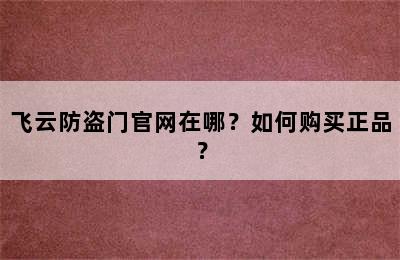 飞云防盗门官网在哪？如何购买正品？