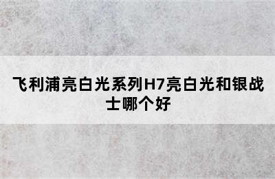 飞利浦亮白光系列H7亮白光和银战士哪个好