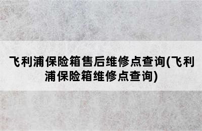 飞利浦保险箱售后维修点查询(飞利浦保险箱维修点查询)