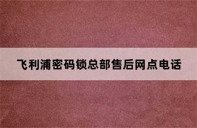 飞利浦密码锁总部售后网点电话