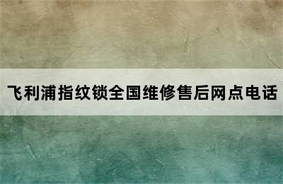 飞利浦指纹锁全国维修售后网点电话