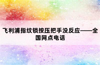 飞利浦指纹锁按压把手没反应——全国网点电话