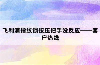 飞利浦指纹锁按压把手没反应——客户热线