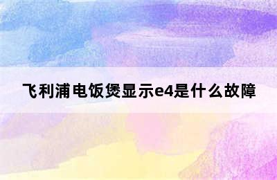 飞利浦电饭煲显示e4是什么故障