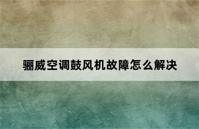 骊威空调鼓风机故障怎么解决