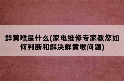 鲜黄喉是什么(家电维修专家教您如何判断和解决鲜黄喉问题)