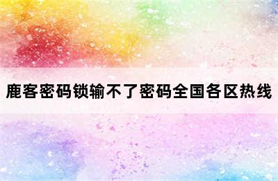 鹿客密码锁输不了密码全国各区热线