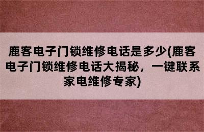 鹿客电子门锁维修电话是多少(鹿客电子门锁维修电话大揭秘，一键联系家电维修专家)