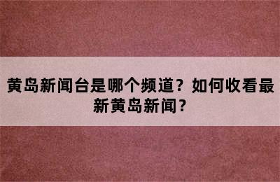 黄岛新闻台是哪个频道？如何收看最新黄岛新闻？