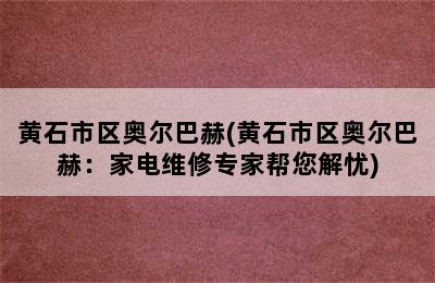 黄石市区奥尔巴赫(黄石市区奥尔巴赫：家电维修专家帮您解忧)