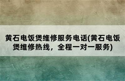 黄石电饭煲维修服务电话(黄石电饭煲维修热线，全程一对一服务)