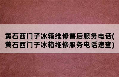 黄石西门子冰箱维修售后服务电话(黄石西门子冰箱维修服务电话速查)