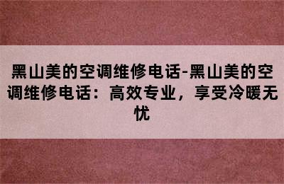 黑山美的空调维修电话-黑山美的空调维修电话：高效专业，享受冷暖无忧