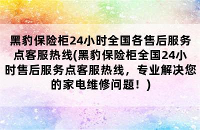 黑豹保险柜24小时全国各售后服务点客服热线(黑豹保险柜全国24小时售后服务点客服热线，专业解决您的家电维修问题！)