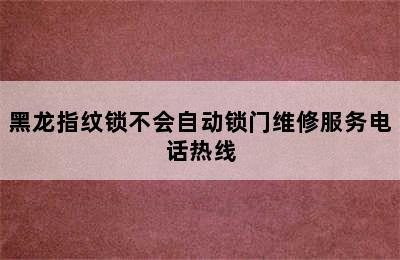 黑龙指纹锁不会自动锁门维修服务电话热线