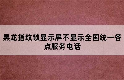 黑龙指纹锁显示屏不显示全国统一各点服务电话