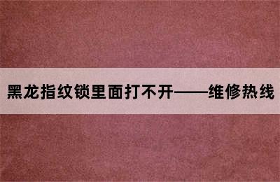 黑龙指纹锁里面打不开——维修热线