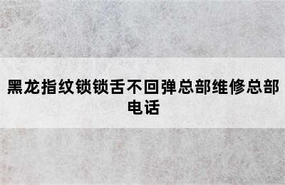 黑龙指纹锁锁舌不回弹总部维修总部电话