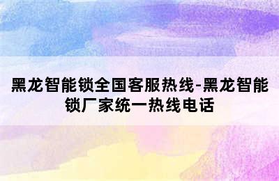 黑龙智能锁全国客服热线-黑龙智能锁厂家统一热线电话