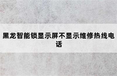 黑龙智能锁显示屏不显示维修热线电话