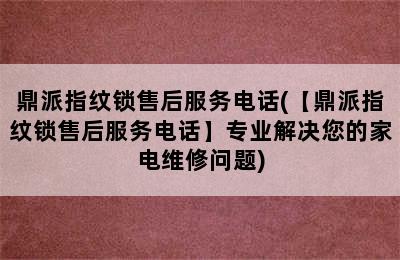 鼎派指纹锁售后服务电话(【鼎派指纹锁售后服务电话】专业解决您的家电维修问题)