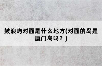 鼓浪屿对面是什么地方(对面的岛是厦门岛吗？)