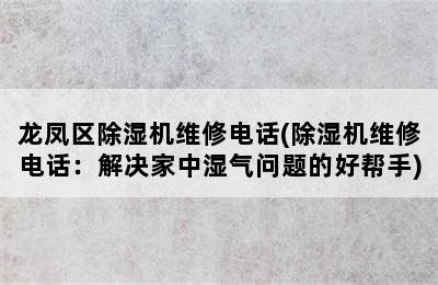 龙凤区除湿机维修电话(除湿机维修电话：解决家中湿气问题的好帮手)