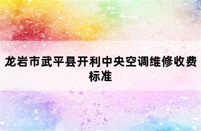 龙岩市武平县开利中央空调维修收费标准