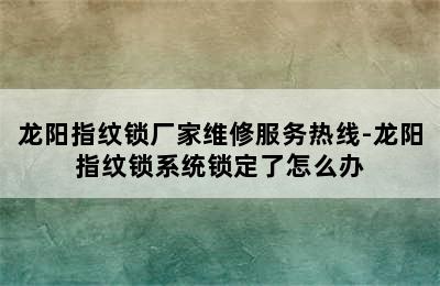 龙阳指纹锁厂家维修服务热线-龙阳指纹锁系统锁定了怎么办